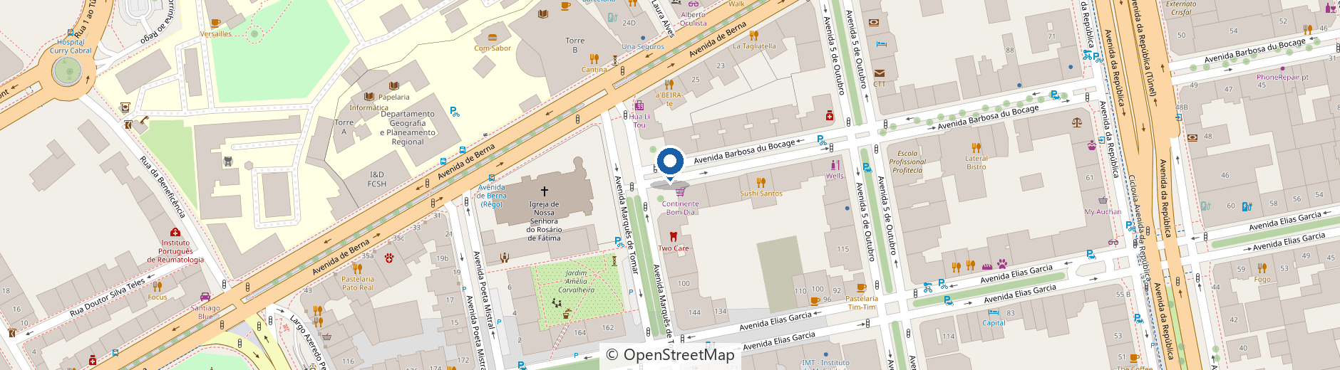 Mapa da localiza&ccedil;&atilde;o da First Health, na Av. Marqu&ecirc;s de Tomar 104, em Lisboa
